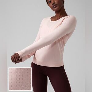 Athleta Light Pink Long Sleeve Top / In Motion Seamless Top
